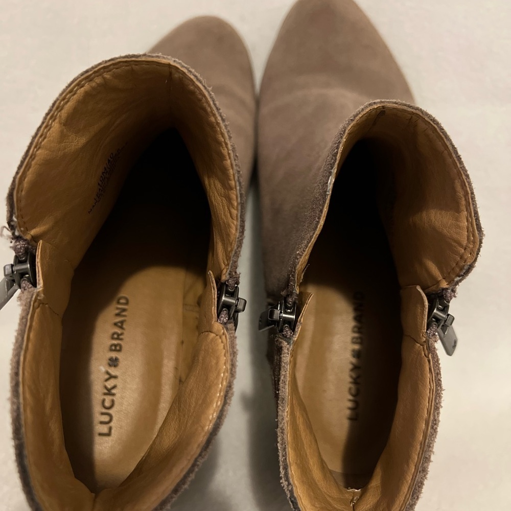 Luck Brand Size 10 Beige Suede Double Zipper  Leather Booties - Picture 13 of 16